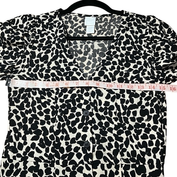 H&M 100% Viscose Button Front Mini Dress Puff Sleeves Animal Print Sz XXS NWOT - Picture 6 of 10